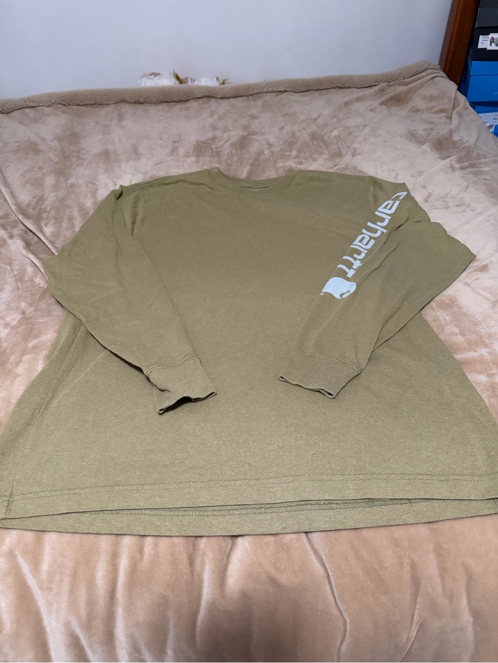 Carhartt Long-Sleeve Logo Tee in Olive Men’s Medium